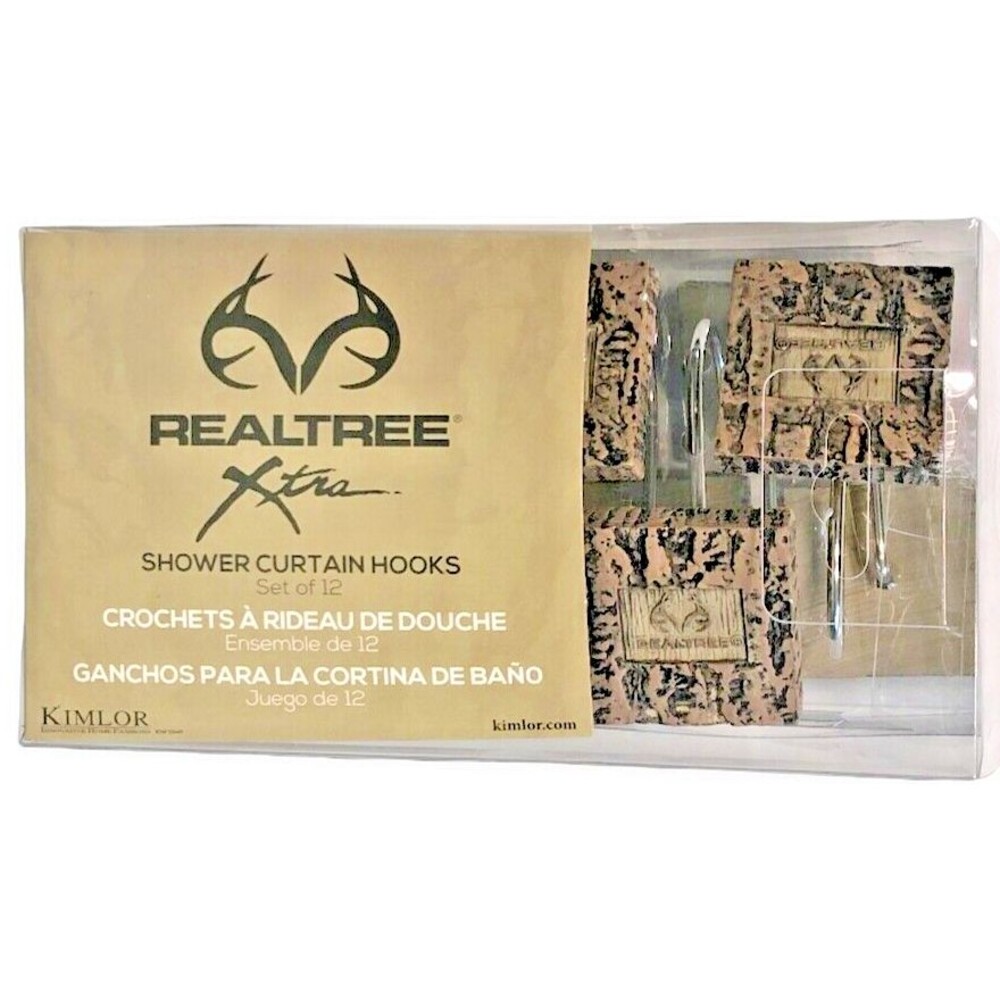 RealTree Shower Curtain Hooks 12 Resin Deer Skull Antler Rustic Cabin Camp Lodge